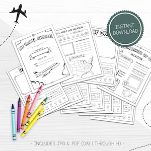 Kids Printable Vacation Travel Journal | Holiday Memory Book for Kids PDF | Documenting Child&#39;s Vacation