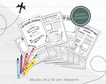 Kids Printable Vacation Travel Journal | Holiday Memory Book for Kids PDF | Documenting Child's Vacation