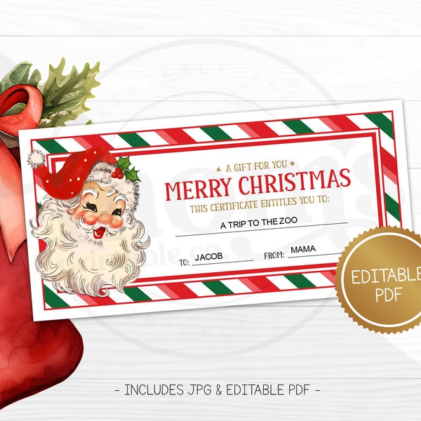Bearbeitbare Weihnachtsgeschenkgutschein-Vorlage, personalisierter Geschenkgutschein, Geschenk eine Erfahrung