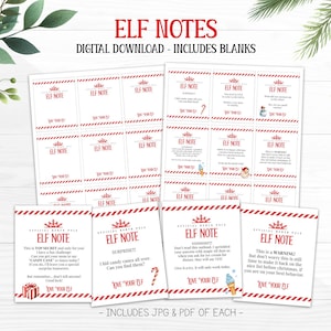 Notas de elfo: mensajes navideños divertidos, divertidos, imprimibles y descargables en formato digital, PDF editable