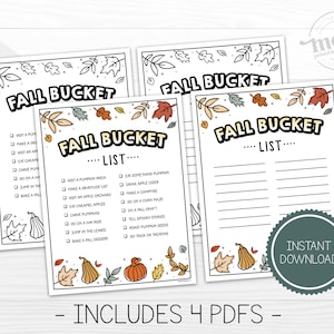 Fall Bucket List Printable for Kids, Autumn Activities Checklist, Fall To Do List Coloring, Instant Download PDF