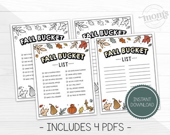Fall Bucket List Printable for Kids, Autumn Activities Checklist, Fall To Do List Coloring, Instant Download PDF