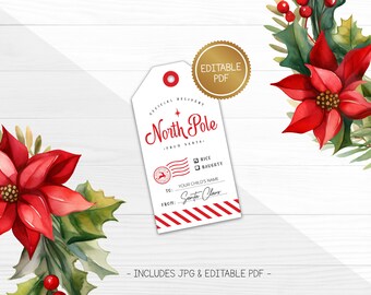 Editable Christmas Gift Tag From Santa North Pole Template, Personalized Gift Template from Santa