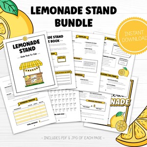 Kids Lemonade Stand Bundle Kit, Budget Planner for Kids, Kids Summer Activity, Instant Download