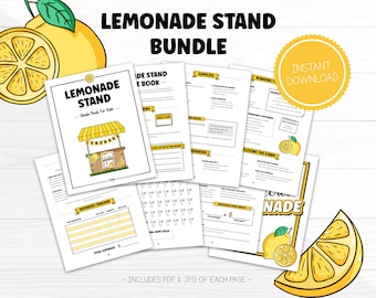 Kids Lemonade Stand Bundle Kit, Budget Planner for Kids, Kids Summer Activity, Instant Download