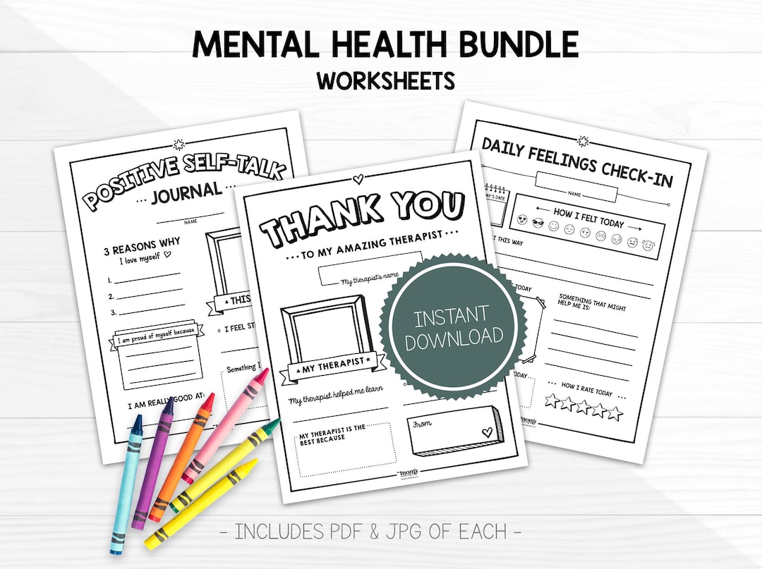 Mental Health Bundle Feelings Check-in Worksheet for Kids, Positive ...