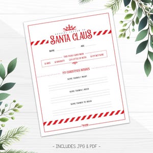 Brief an Santa, Weihnachtswunschliste, Weihnachten Druckbare Aktivität für Kinder, digitaler Download
