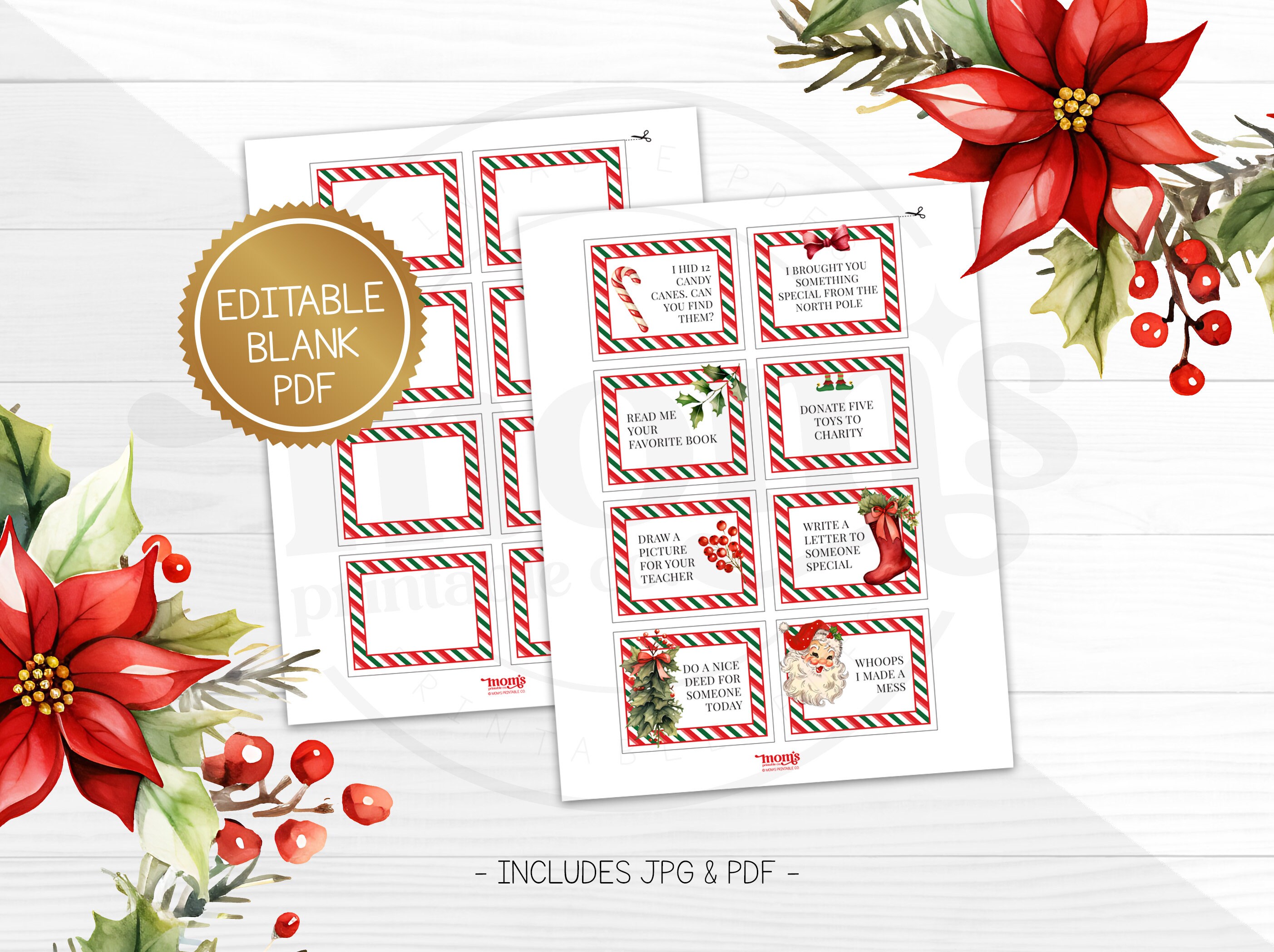 Official Santa Elf Notes, Christmas Printable Activity For Kids, Editable PDF, Digital Download