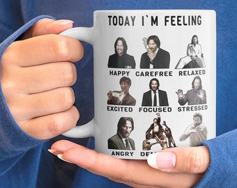 Keanu Reeves Mug, Funny Feeling Mug | Signed by Keanu Reeves Celebrity Hollywood Mug | Perfect Gift for Dad | 11oz Ceramic Coffee Mug Tea