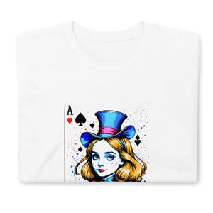 Camiseta unisex de manga corta con la carta del as de Alicia en el País de las Maravillas