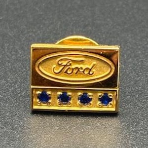 Vintage Ford Employee Lapel Pin 1/10 10k Gold Filled with Sapphires Pin
