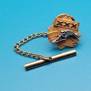 Vintage Goodyear Employee Service Tie Lapel Pin 1/10k gold pin and chain winged shoe