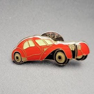 Vintage Bugatti Car Lapel Pin Red Silver Tone Type 57 Pin