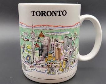 Taza de café vintage de Toronto 1986 Vista del mundo Copa canadiense