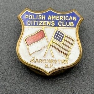 Vintage Polish American Citizens Club Lapel Pin Gold Tone Pin