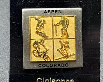 Vintage Aspen Colorado Revers Pin Skiing Biken Souvenir