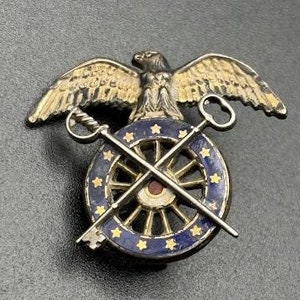 Insignia de oficial de plata de ley con espadas cruzadas y águila del contramaestre del ejército de EE. UU., y broche chapado en oro de 1/10