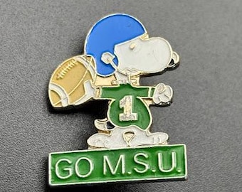 Vintage Snoopy Pin Pin na klapę futbolu amerykańskiego Uniwersytetu Stanowego Michigan