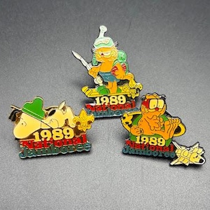 Vintage Boy Scouts National Jamboree Pins Garfield and Snoopy Lot Sold Together