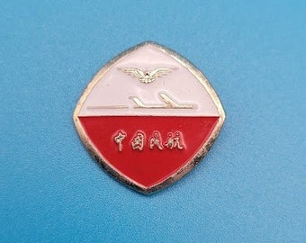 Vintage China Airlines Pin CAAC Civil Aviation Administration 1990 White and Red Badge
