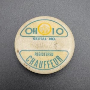 Vintage Ohio Chauffeur Button Pin Registered Lapel Pin