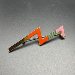 Vintage Laurel Burch Lightning Brooch Signed Gold Tone Pin