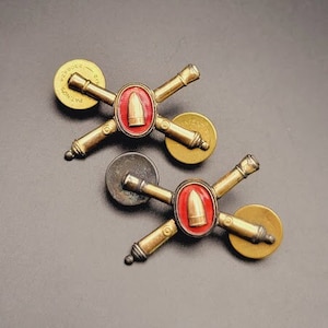 Vintage WW1 Army Coast Artillery Insignia Pin Officer Collar Badges 1/20 10k Gold Filled Balfour Sprzedawane oddzielnie