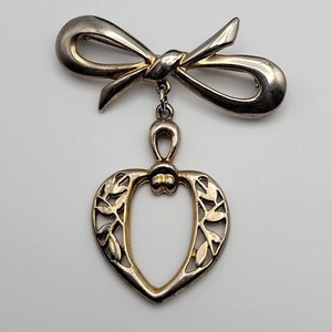 Vintage Heart and Ribbon Brooch