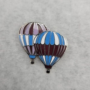 Vintage Hot Air Balloon Two Balloons Blue and Purple