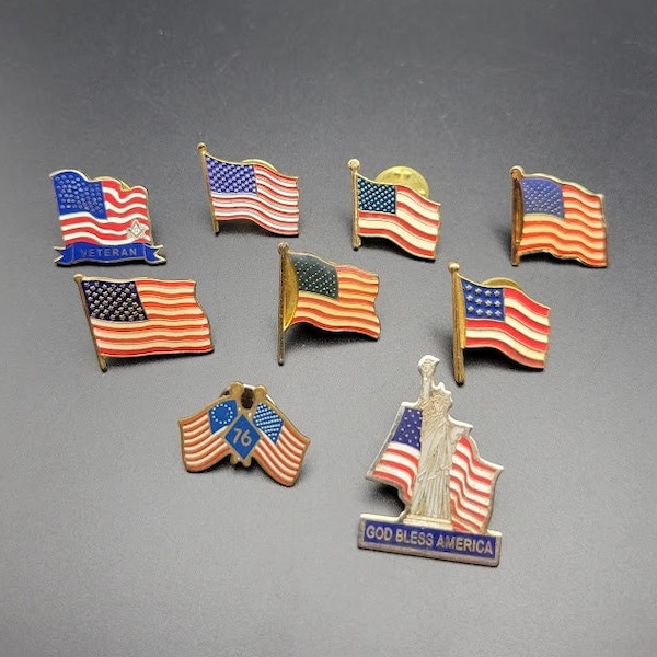 Mostly Vintage American Flag Enamel Pins Various options to choose from