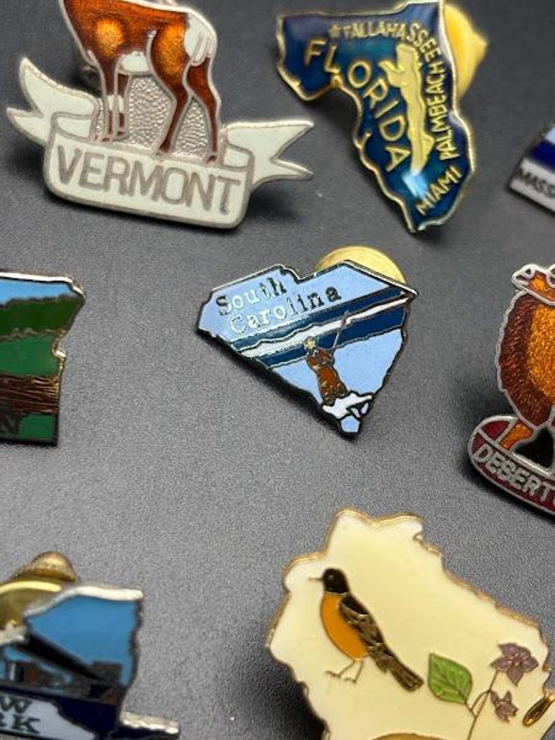 Vintage State Pins - Etsy