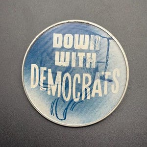 Vintage Down with Democrats Flasher Pin Political Republican Lapel Pin