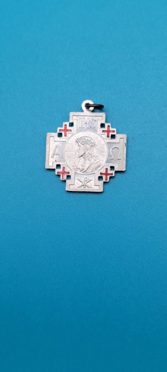 Vintage Sacred Heart of Christ Medal Pendant Four 