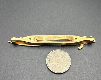 Barre De Cravate Vintage Anson - Tons Or Et Argent, Style épée/sabre, Occasion Avec Légères Rayures