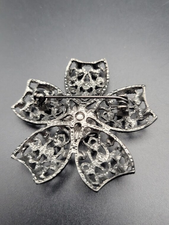 Miriam Haskell Black Crystal Brooch Aurora Boreal… - image 4