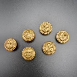 Vintage Gold Tone Navy Buttons Set of 6