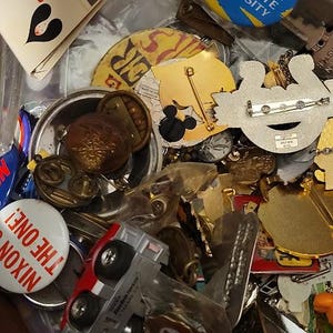 Mystery bag of Pins Mostly Vintage Mixed with random smalls Military, Sports, Club Pins and More
