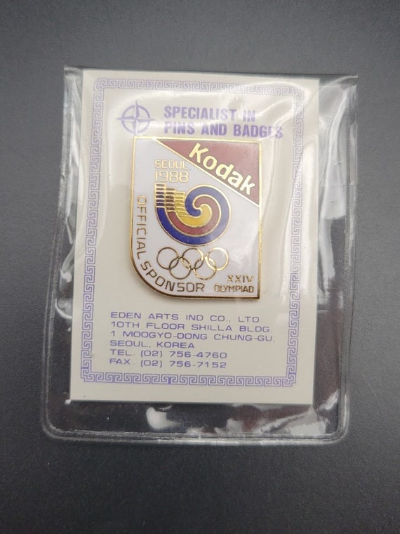 Vintage Kodak Olympic Sponsor Enamel Pin Seoul, S… - image 1