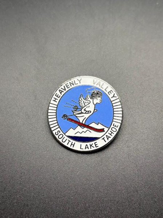 Vintage Heavenly Valley Ski Pin South Lake Tahoe Silver Tone Brooch