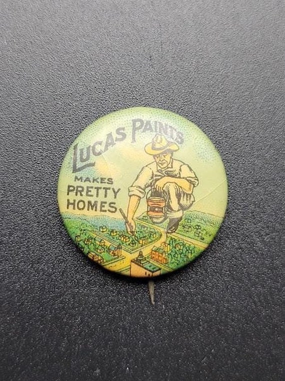 Vintage Lucas Paint Best Value Made Pin Back Button Bastion Bros. Co. Lapel Pin