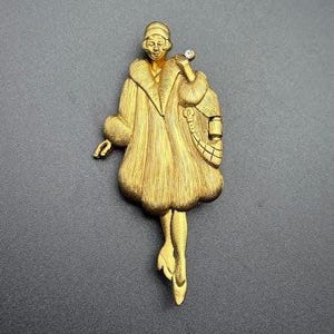 Vintage AJC Before and After Taxes Brooch Hard to Find Gold Tone Rhinestone Lapel Pin