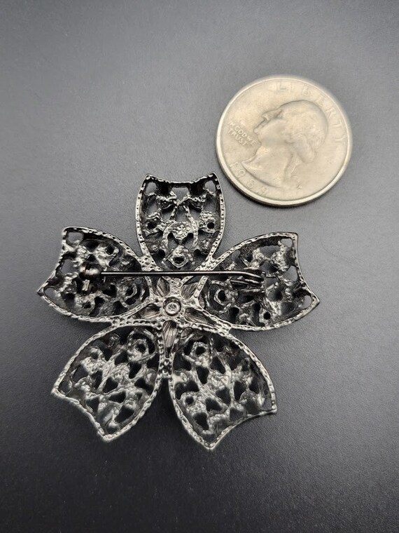 Miriam Haskell Black Crystal Brooch Aurora Boreal… - image 5