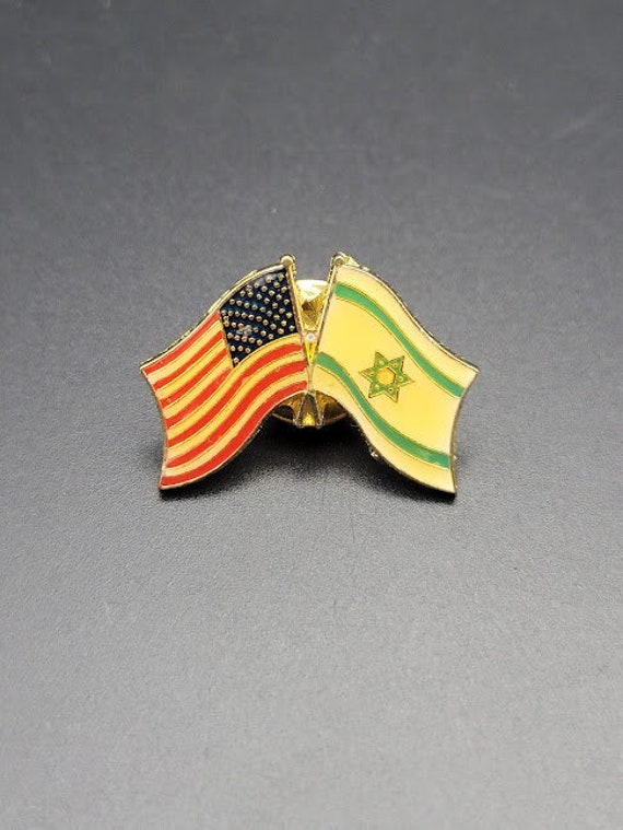 Vintage USA and Israel Flags Enamel Pin
