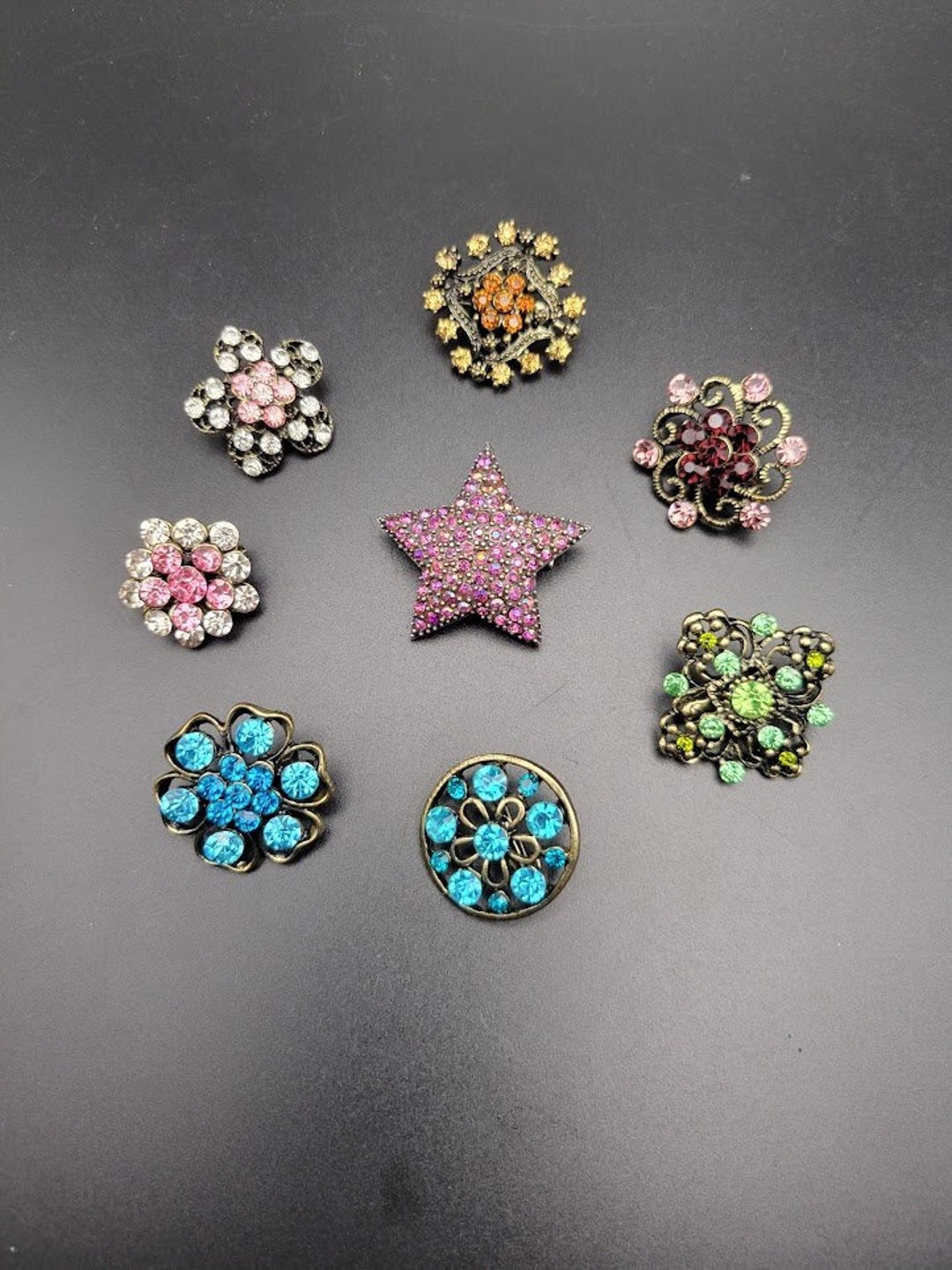 Vintage Rhinestone Brooches - Etsy