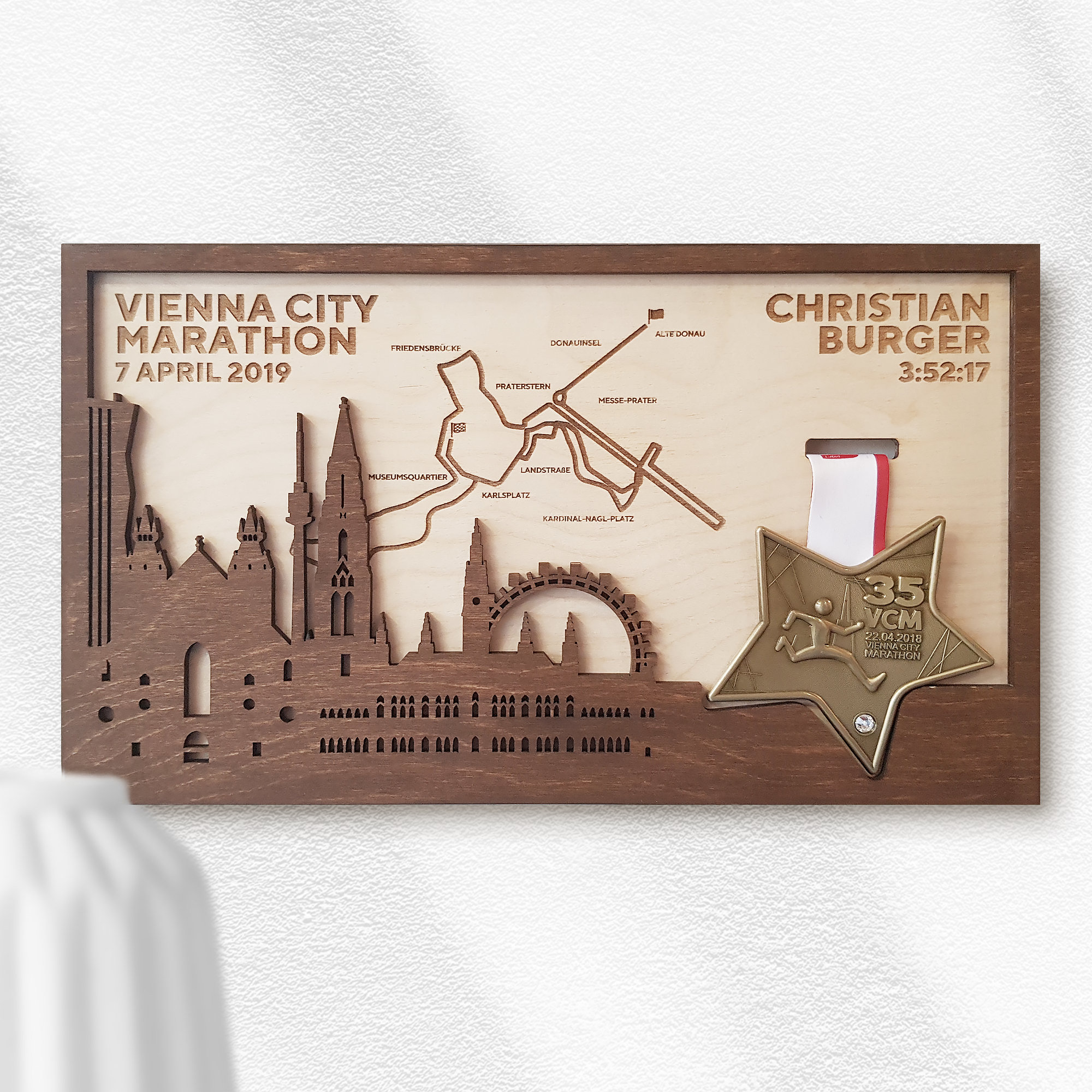 Vienna Marathon Finisher Medal Holder With Full Personalization