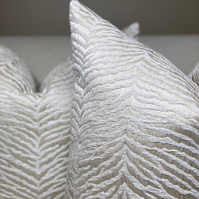 Cream and Pearl Iridescent Zebra Pillow Cover With Invisible Etsy