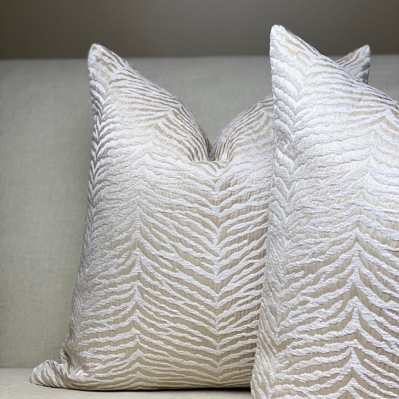 Cream and Pearl Iridescent Zebra Pillow Cover With Invisible Etsy