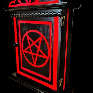 Wooden key box, a nice gift idea in black, decorated with red velvet