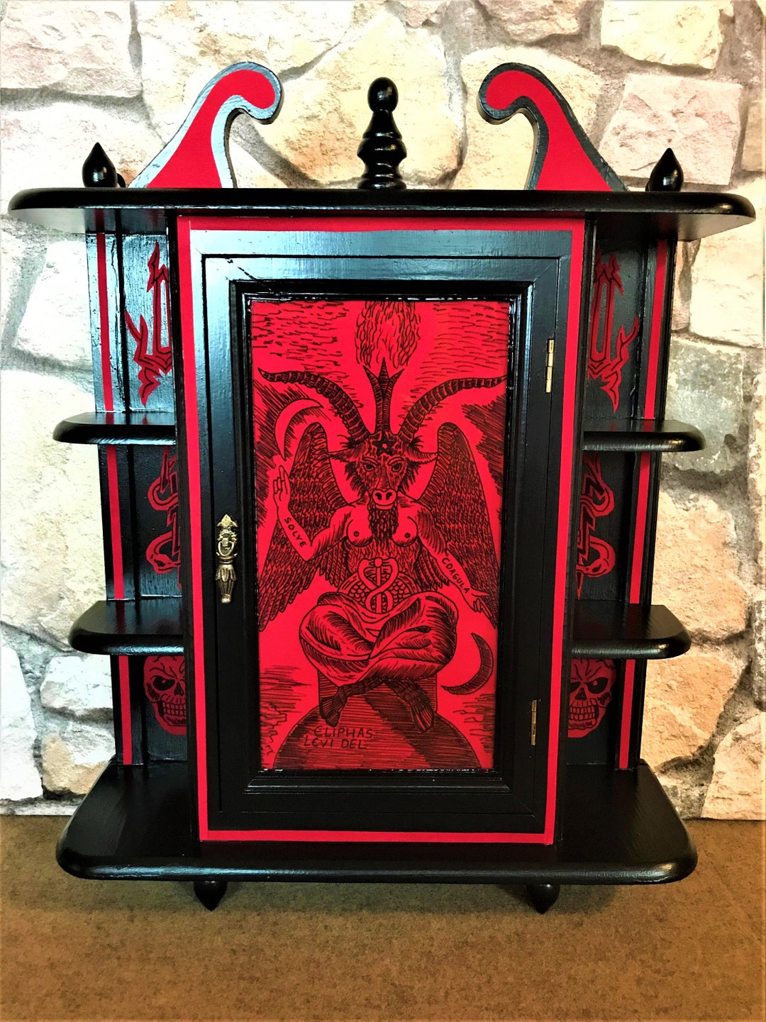 Gothic decoration, wall cabinet, baphomet, decoration, wall cabinet, small furniture, furnishings, apartment cabinet