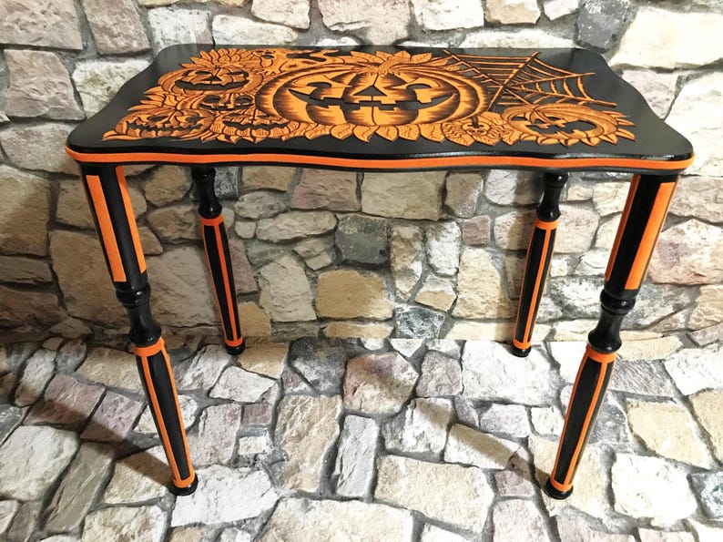 Small Side Table Made of Solid Wood, a Vintage Piece of Furniture in a